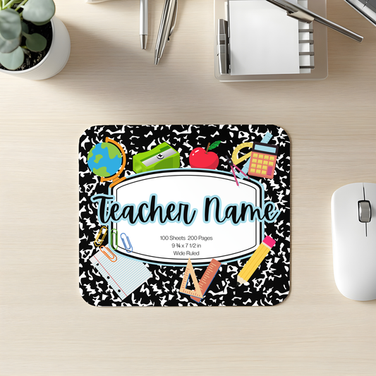 Custom Name Teacher Appreciation Composition Notebook Mousepad